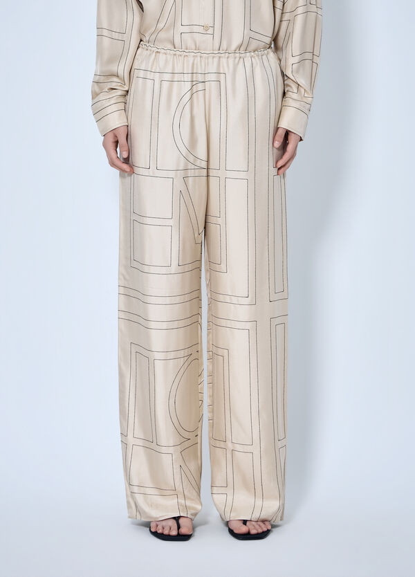 Toteme Monogram Silk Pj Pants Cream tot0265043